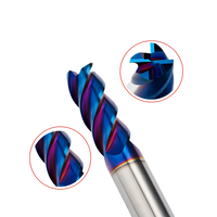 공장 가격 HRC65 나노 블루 텅스텐 카바이드 사각 밀링 커터 10-20mm 볼 노즈 플랫 엔드 밀 4 플루트 ODM/OEM 높음