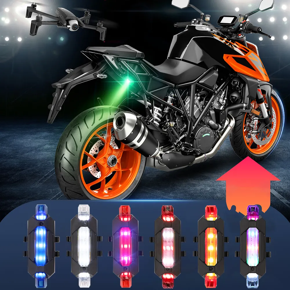 PEL Universal LED motorcycle light LED Flash Wireless Drone LED Strobe car tail lampada di avvertimento anticollisione con ricarica usb