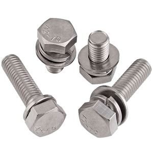 M4 M5 M6 M8 M10 A2 304 AÇO INOXIDÁVEL Sems HEX TAP BOLTS + PLANO/MOLA DE LAVAR - Product Image 3