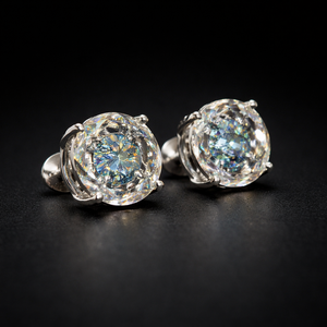 ต่างหูเพชรแพลตตินั่มหรูหรา รับรองโดย IGI ทรงโรสคัต ความใสสูง ระยิบระยับ สวยงาม เหมาะสำหรับใส่ทุกวัน งานเลี้ยง หรือเป็นของขวัญ - Product Image 2