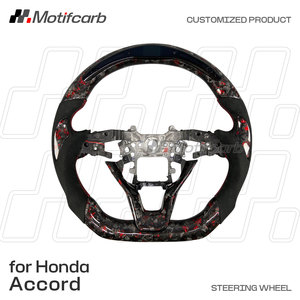 Volant en fibre de carbone personnalisé pour Honda Accord Odyssey 10e génération 2018-2024 avec poignées en daim noir, amélioration de l'intérieur - Product Image 2
