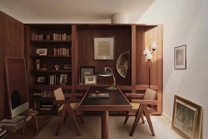 Librería de nogal de mediados de siglo con estantes ajustables y puertas de vidrio Muebles de biblioteca de oficina en casa de madera maciza para sala de estar - Product Image 5