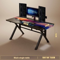 Table de Jeu PC GEDO Ergonomique Courbée Personnalisable, Piètement en Acier Type K, avec Support Unité Centrale