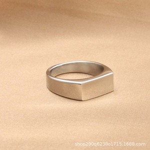 Men's Titanium Steel Rectangular <b>Ring</b> <b>Silver</b> Color Geometric Design Gift Jewelry - Product Image 2