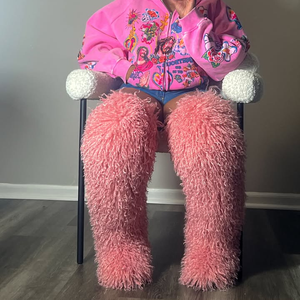 Kadın uyluk yüksek moğol çizmeler yüksek çizmeler kış yeni moğol kürk kar botları kadın botları bacak sıcak çizmeler kaymaz tabanı - Product Image 2