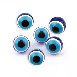2022 50 pcs/bag bird blue eyes charms 6mm-20mm beads resin accessories material Sky eye round beads bracelet spacer beads