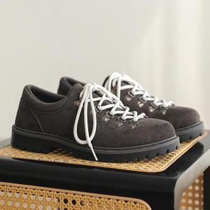 Retro square-toe lace-up slip-resistant breathable lightweight genuine leather men's business casual walking <b>shoes</b> - Product Image 3