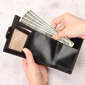Portefeuille <span class=keywords><strong>homme</strong></span> en cuir de vachette véritable, <span class=keywords><strong>luxe</strong></span> sur mesure, finition huile cirée, <span class=keywords><strong>porte</strong></span>-cartes pop-up en aluminium, trifold, avec poche à monnaie zippée - Product Image 3