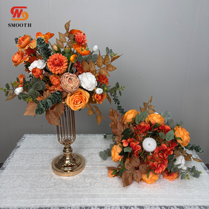 Chemin de table décoratif en soie faite à la main LEDA, couleurs automnales, fleurs mélangées, pour mariage et Saint-Valentin - Product Image 3