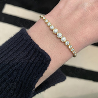 Gemnel Luxe Diamant Tennis Bracelet Vintage Plus de 925 Argent Étincelant Pierres Déclaration Bijoux