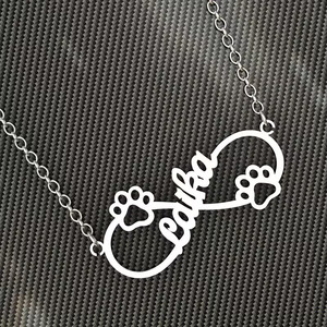 Collana alla Moda in Acciaio Inossidabile con Impronta di Zampa Animale, Ciondolo Minimalista Personalizzabile con Nome, Grazioso Regalo di Compleanno <span class=keywords><strong>per</strong></span> Ragazze - Product Image 1