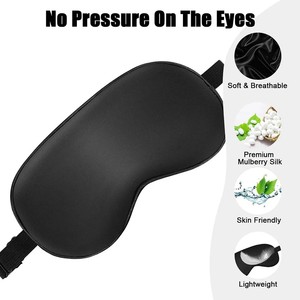 <span class=keywords><strong>Masque</strong></span> de nuit en soie de mûrier noir <span class=keywords><strong>avec</strong></span> sangle élastique réglable pour femmes - Product Image 3