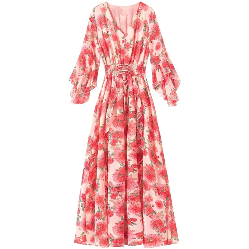 2023 The latest factory direct sales high quality simple elegant floral mini dresses women