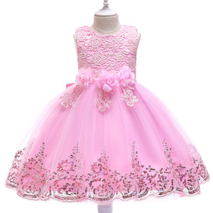 Super Promotion Robe de Bal Bouffante Brodée de Paillettes pour Fille, Robes de Soirée Formelles pour Bébés Filles, Robes de Mariée en Tulle pour Filles - Product Image 1