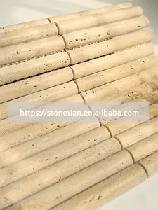 Custom Natural Stone Marble Travertine Stone Regular Single Color Wall Fluted Mosaic Tiles For Hotel Villa