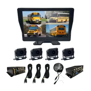 Wemaer 10.1 Inch 4 Channel AHD Quad Monitor Video Recorder Reverse Rearview Camera for Truck Vehicle School Bus