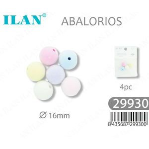 Perline Ilan 16mm Colori Pastello 4 Pezzi per Creazione di Gioielli - Product Image 1