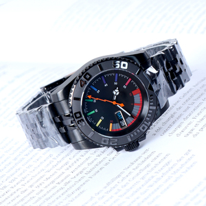 Montre automatique mécanique NO LOGO Design NH36 Sub avec cadran arc-en-ciel, mouvement en cristal de saphir, étanche 10 bars, acier noir. - Product Image 2
