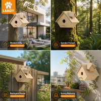 Nichoir en bois naturel pour oiseaux à suspendre à l'extérieur, nichoir en bois avec perchoir, entrée de 1,37 pouce pour la décoration du jardin