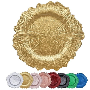 Assiette en plastique de style européen, luxe léger, pour cuisine occidentale, assiette décorative de banquet avec finition électroplaquée et peinte - Product Image 5