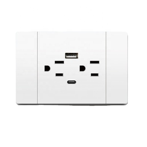 <span class=keywords><strong>Prise</strong></span> murale américaine double à 3 broches avec 2 sorties, plaque PC à six trous, pour interrupteur mural canadien, en plastique - Product Image 1