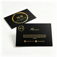 Cartes de remerciement de luxe personnalisées avec logo estampé à chaud or, impression UV sélective, cartes de vœux publicitaires, cartes postales professionnelles