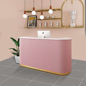 Modern Design Customizable MDF pink Salon Front <b>Desk</b> Hotel Gym High Gloss Hair Salon Front <b>Desk</b> - Product Image 1