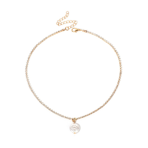 Trendz Fashion Ins Style blanc charme pendentif strass collier ras du cou femmes - Product Image 1