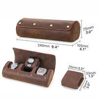 Eonluxe Coffret de Rangement pour Montres Mécaniques en Cuir Crazy Horse Vintage, Trois Boîtes à Montres Portables, Résistantes aux Chutes, Idéales pour les Voyages