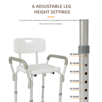 Chaise de douche antidérapante pour personnes âgées avec dossier et accoudoirs, hauteur réglable, siège de bain en aluminium pour personnes âgées, handicapées