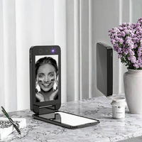 Miroir cosmétique intelligent double carré Uyisi de 4,1 pouces avec protection solaire UV, pliable, finition argentée, personnalisé, 2500 mAh