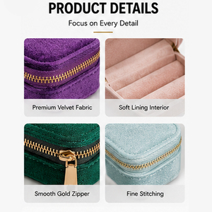 Wholesale Custom Logo Velvet Leather Mini Jewelry Ring <strong>Box</strong> Travel Portable <strong>Jewellery</strong> Earring Ring Organizer <strong>Women</strong> Gift Case - Product Image 4