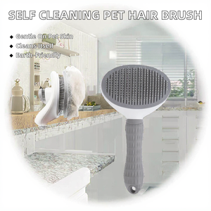 فرشاة شعر للحيوانات الأليفة (الكلاب والقطط) مع زر تحرير - فرشاة ذاتية التنظيف من البلاستيك ABS تعمل بالبطارية أداة تمشيط للحيوانات الأليفة لتساقط الشعر والعناية به - Product Image 2