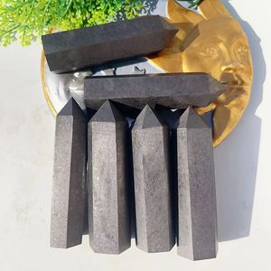 Torre de Shungita Natural al por Mayor, Punta de Cristal Negro Pulido, Ideal para Decoración del Hogar, Regalos de Acción de Gracias y San Valentín - Product Image 4