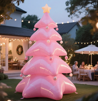 Sapin de Noël gonflable rose rêveur multicouche avec décorations de perles pour décoration intérieure et extérieure, accessoire de présentation