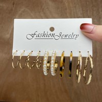 Nouvelle déclaration à la mode plaqué or géométrique boucles d'oreilles ensemble perle bijoux pour femmes fête luxe Crustal pierre boucles d'oreilles ensemble