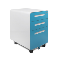 Achat en gros de meuble de rangement mobile à 3 tiroirs avec serrure, blanc et gris, en acier, avec roulettes, pour bureau
