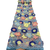 NI.AI Tissu en dentelle double filet 3D de luxe avec appliques, collection de tissus brodés 2026, dentelle de haute qualité pour robe de mariée