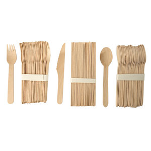 Lot de 72 couverts jetables biodégradables en bois écologiques de 160 mm (fourchettes, cuillères, couteaux) - Product Image 6