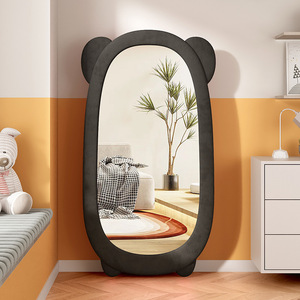 Espejo de piso de oso lindo inastillable de franela, espejo de tocador de longitud completa para habitación de niños, jardín de infantes y decoración del hogar - Product Image 4