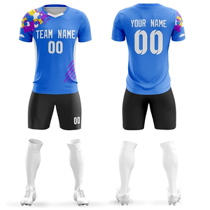 ชุดฟุตบอลสั่งทำพิเศษ เสื้อและกางเกงขาสั้น วัสดุระบายอากาศขั้นสูง สำหรับผู้ใหญ่ทุกเพศ ชุดทีม ขายส่ง ผลิตเอง - Product Image 1