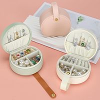 Portable voyage Mini boîte à bijoux petit étui à bijoux poignée supérieure en cuir bijoux anneau organisateurs étui filles femmes