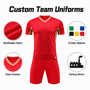 Jersey Sepak Bola Tim Kustom Grosir Aiju, Kerah V, Warna Blok, Bernapas, Cepat Kering, Cetak, Set Jersey Sepak Bola Baru - Product Image 3