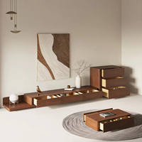 Meuble TV contemporain intelligent pour intérieur, table basse, meuble TV réglable en MDF et bois massif, gain de place, pour salon