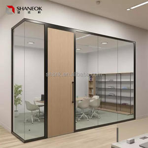 Cloison de séparation en verre sans cadre haute définition, cloison modulaire en verre trempé insonorisé en aluminium, cloison de bureau en verre - Product Image 6