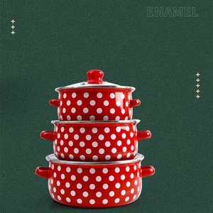 Pot à soupe émaillé en fonte 16/18/20 cm personnalisé en usine ensemble 3 pièces casserole marmite à riz avec couvercle en verre passe au lave-vaisselle - Product Image 3