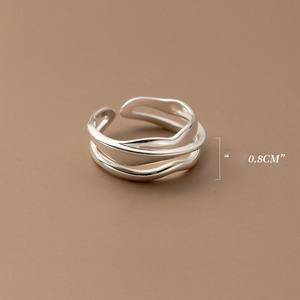 Anelli regolabili con dito d'<span class=keywords><strong>onda</strong></span> multistrato in <span class=keywords><strong>argento</strong></span> Sterling 925 geometrico all'ingrosso per le donne - Product Image 2