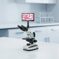 Microscope biologique forestier trinoculaire avec tablette Android 10 pouces et écran LED 4K, mise au point manuelle, indice de protection IP53 pour usage en laboratoire