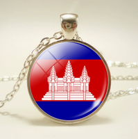 Collier unisexe tendance avec chaîne métallique réglable et cabochon transparent imprimé drapeaux des nations du monde entier – Cadeau de haute qualité