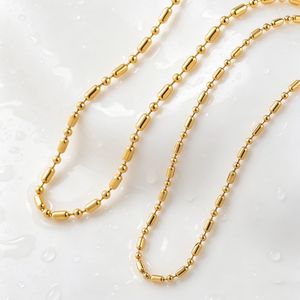 Yunnique-collar minimalista de estilo japonés y coreano con cuentas chapadas en oro de 3mm y 2mm, diseño geométrico para uso diario, para hombres y mujeres - Product Image 1